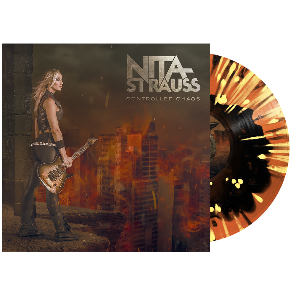 Nita Strauss - ‘Controlled Chaos’ Vinyl (Black in Trans. Orange w/ Black + Yellow Splatter)