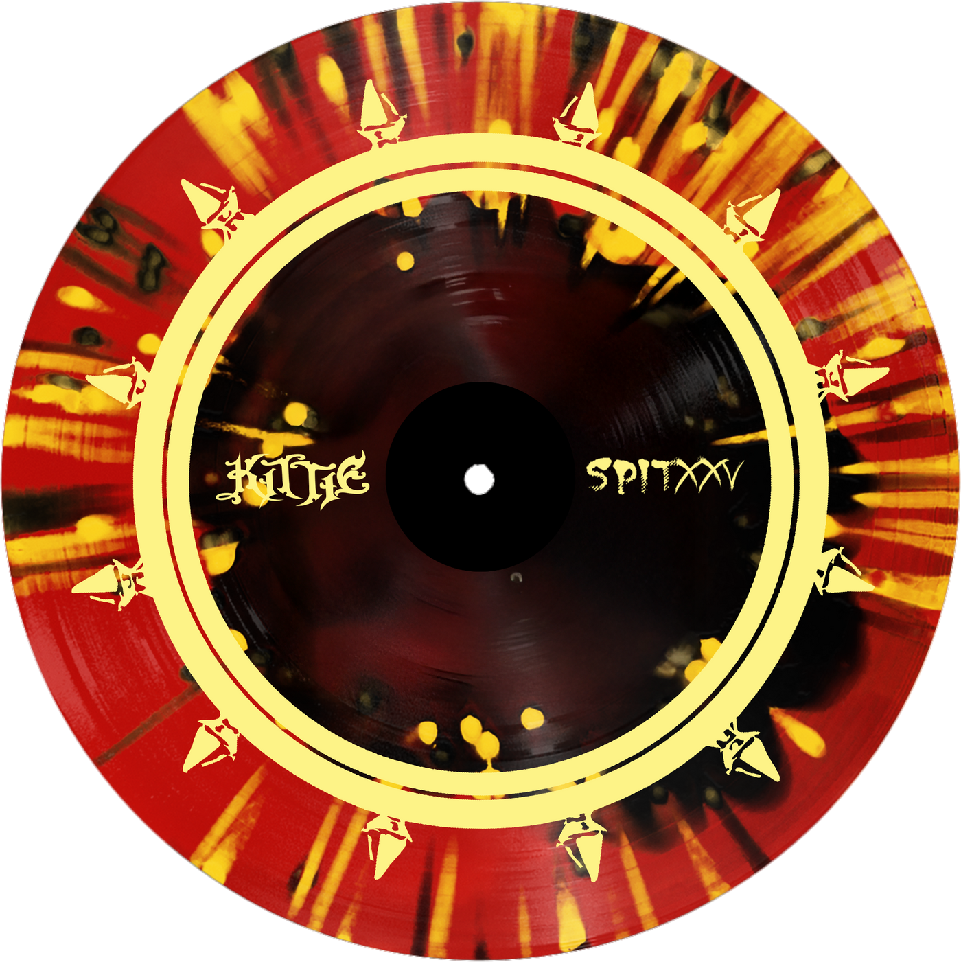 Kittie - 'Spit XXV' Vinyl (Black in Trans Red w/ Black + Yellow Splatt ...