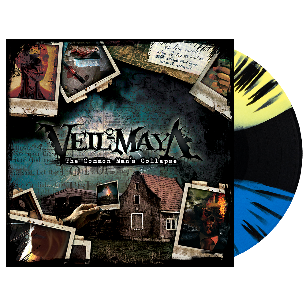 Veil Of Maya - 'The Common Man's Collapse' Vinyl (Aqua Blue + Black + Easter Yellow Tri-Color Striped w/ Black Heavy Splatter)